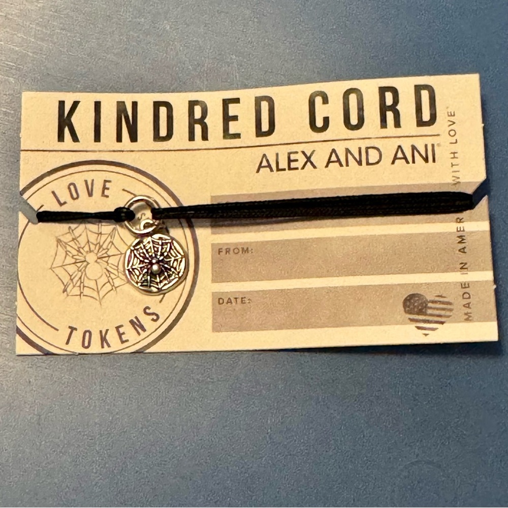 Alex and Ani Black Cord Bracelet with Silver Spider 🕷️ Charm
